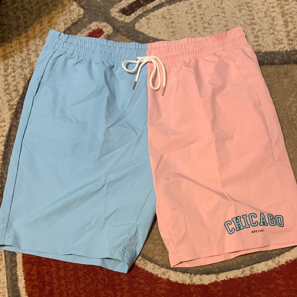 SHEIN Pink and Blue Swim Shorts